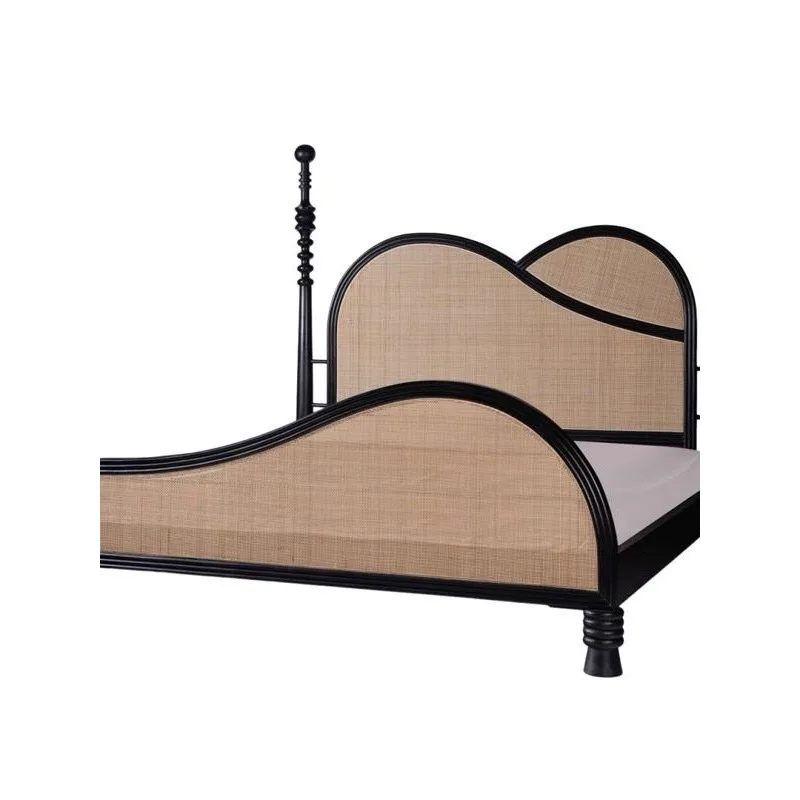 

French retro solid wood bed/American medieval carved master bedroom bed/