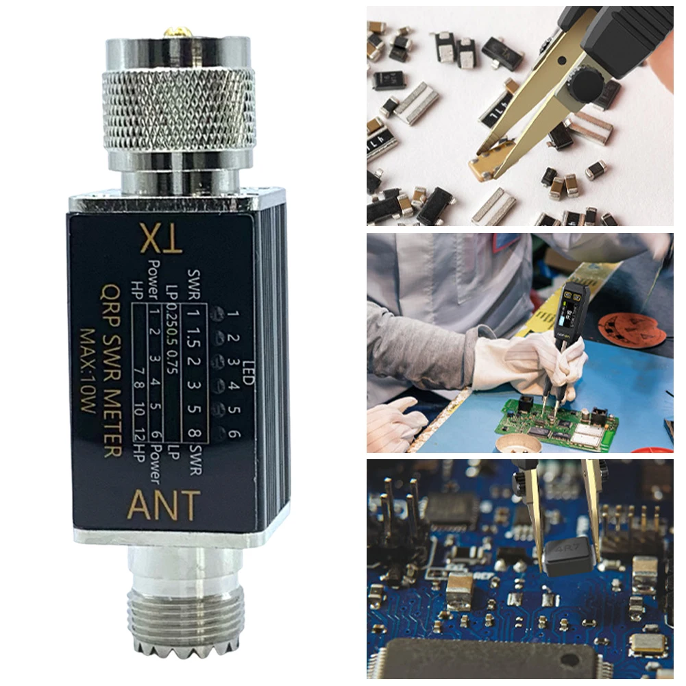 1- 30mhz 10W 6 LED SWR Meter Mini Power & SWR Meter No Batteries Required Shortwave Standing Waves Indicator Portable SWR Meter