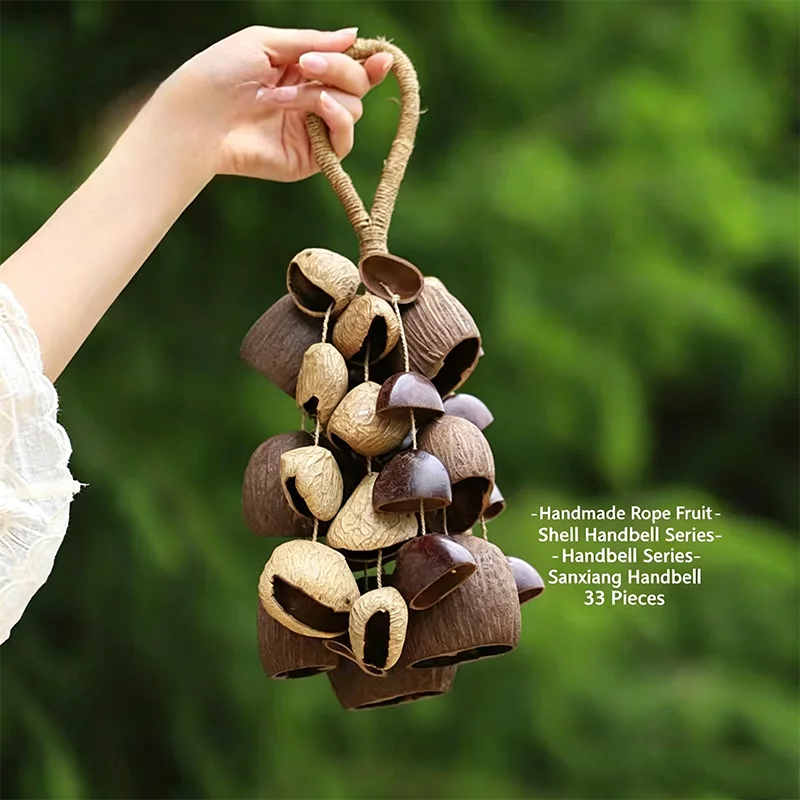 

Natural Dried Fruit Shell Chimes Hand Bell 33 Pcs Sound Healing Shaking Bell Meditation Bell Sound Healing Instrument