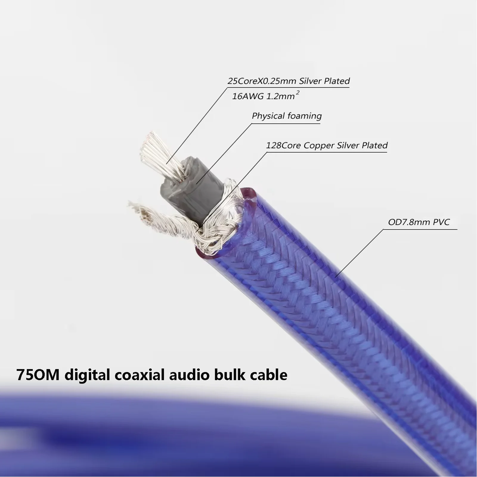 

Preffair X409 Silver Plated RCA Coaxial Cable 75 Ohm Digital Audio bulk cable
