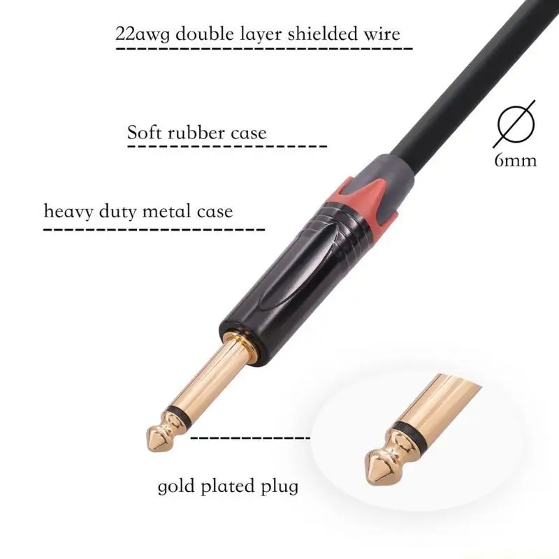 F62C XLR Male to 2x 1/4 6.35mm Cable Gold-plated-Plug XLR to TRS Cable PVC Line