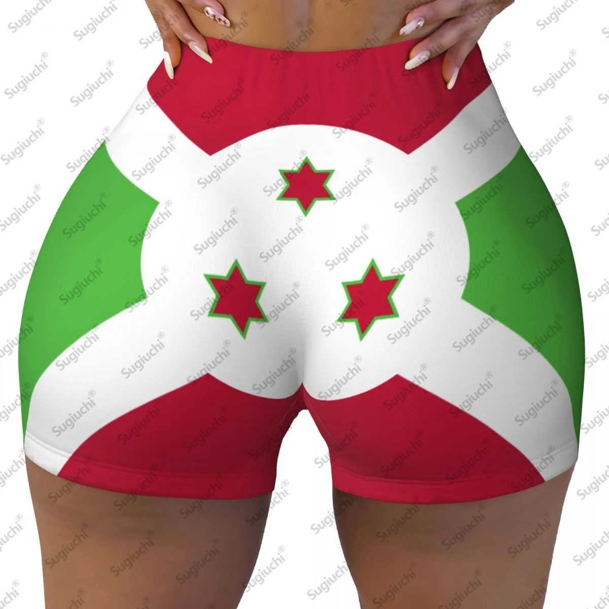 2026 Shorts de ioga com bandeira do Burundi para mulheres, treino, levantamento de bunda, cintura alta, academia, corrida, calças curtas