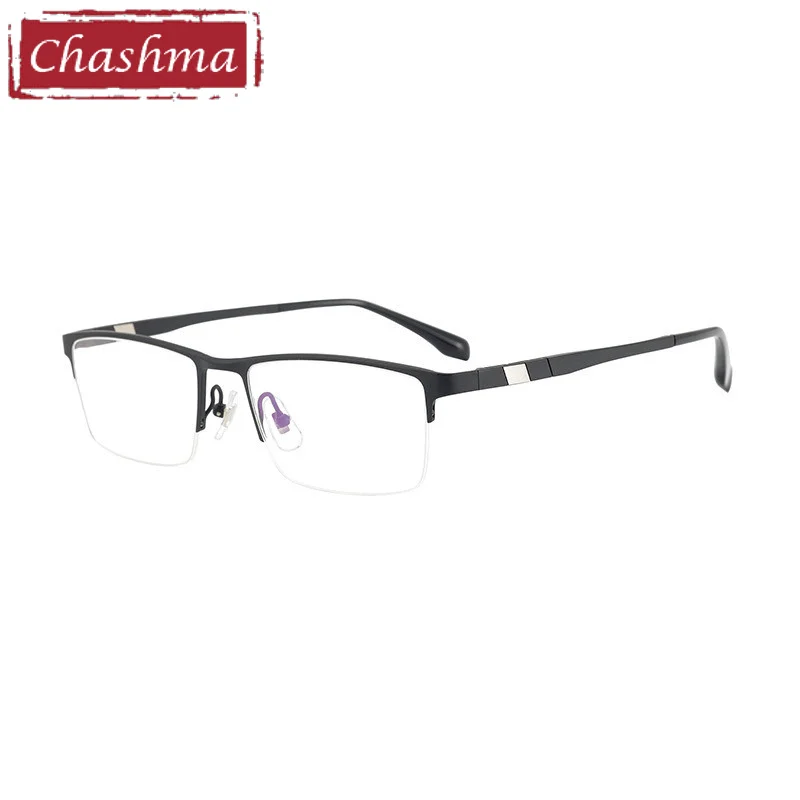 

Chashma Men Pure Titanium Optical Frame Square Half Rim Glasses Prescription Crystal Flexible Temple Fashion Top Quality Eyewear