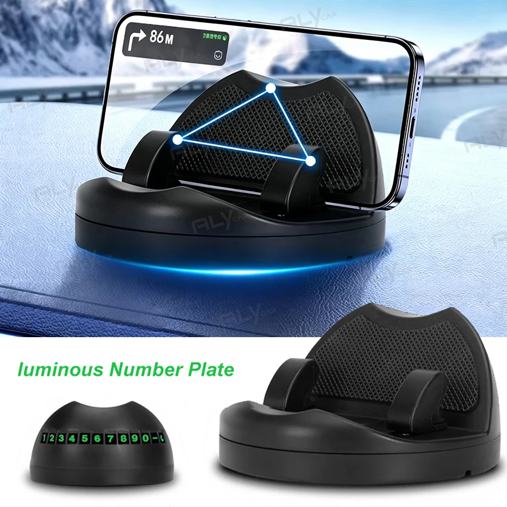 One-Hand Operated Dash Phone Clip, Shockproof 360° Rotatable Holder for Car, Perfect Angle Adjustable for Landscape & Portrait