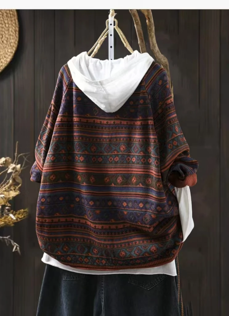 محبوك سترة للنساء 2025 الخريف الشتاء سترة جديدة محبوك تنوعا فضفاض Vintage سترة علوية غير رسمية بأكمام طويلة