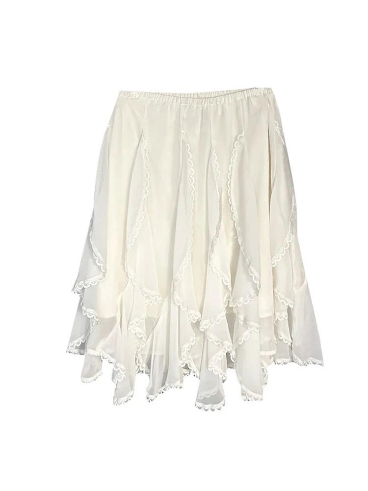 

Белая юбка-трапеция Ele Fairy для женщин, весна-осень, с высокой талией, асимметричная, универсальная, в корейском стиле