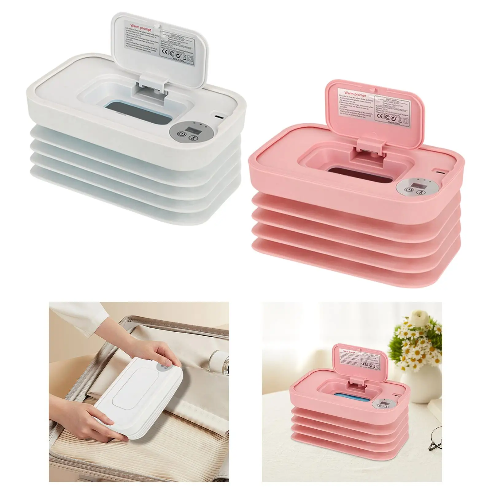 Wipe Warmer and Wet Wipes Dispenser Portable USB Wipes Warmer Heating 55/60/65°C Portable Wet Wipe Machine for Travel