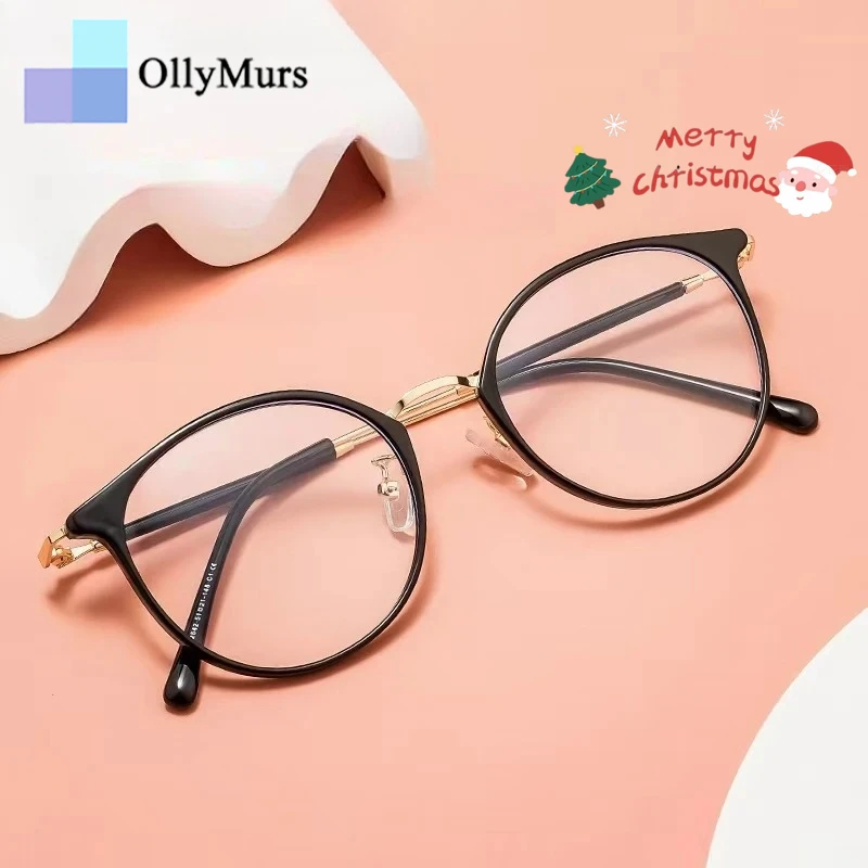 

OLLYMURS новые ретро модные круглые мужские и женские оправы для очков, оптические оправы по рецепту, модные TR90, сплав, очки большого размера, очки