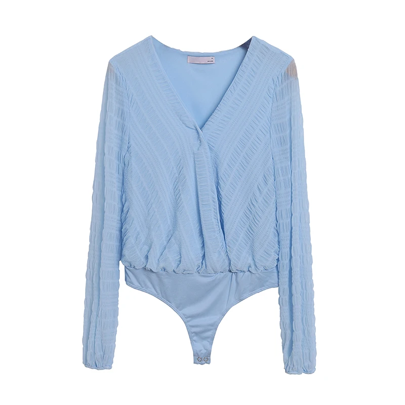 

Women's Summer Fashionable Long Sleeve Shirt V-Neck Button Loose Slimming One-Piece Pants Elegant Sweet Style
