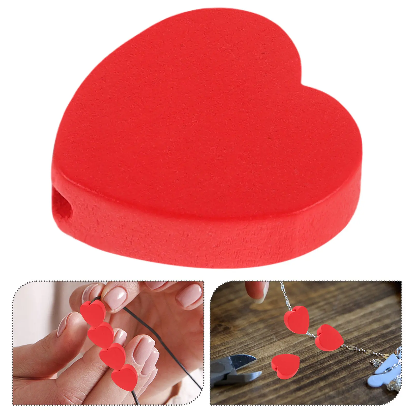 

100Pcs Heart Wooden Beads Valentine's Day Jewelry Making Supplies DIY Craft Beads for Bracelets Necklaces Home Decor Crafts