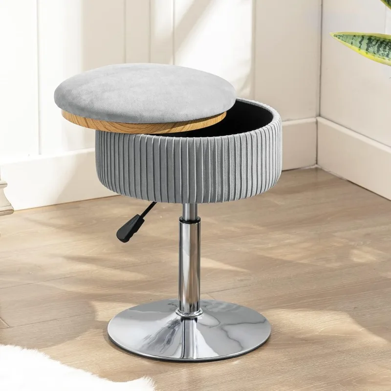 

360°Swivel Vanity Stool Chair for Makeup Room, Height Adjustable Stool for Vanity with Storage