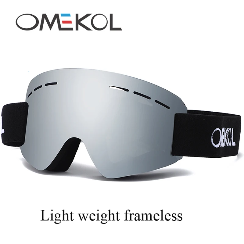 OMEKOL Leichte rahmenlose Antibeschlag-Sicherheits-Skibrille für Herren und Damen, Schnee-Snowboard-Brille, Motorrad, Motocross, Schneemobil-Brille