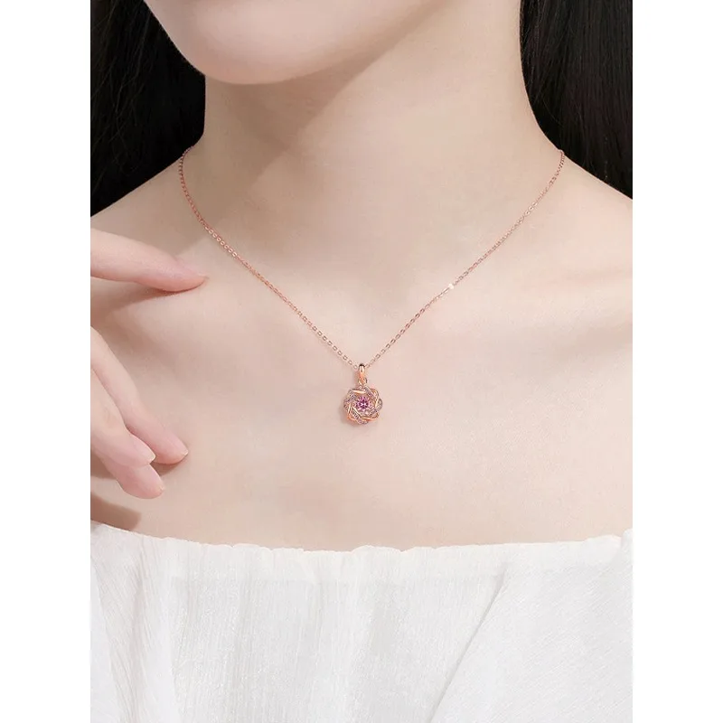 Beating heart necklace women's, s925 silver high-end light luxury pendant, girl niche