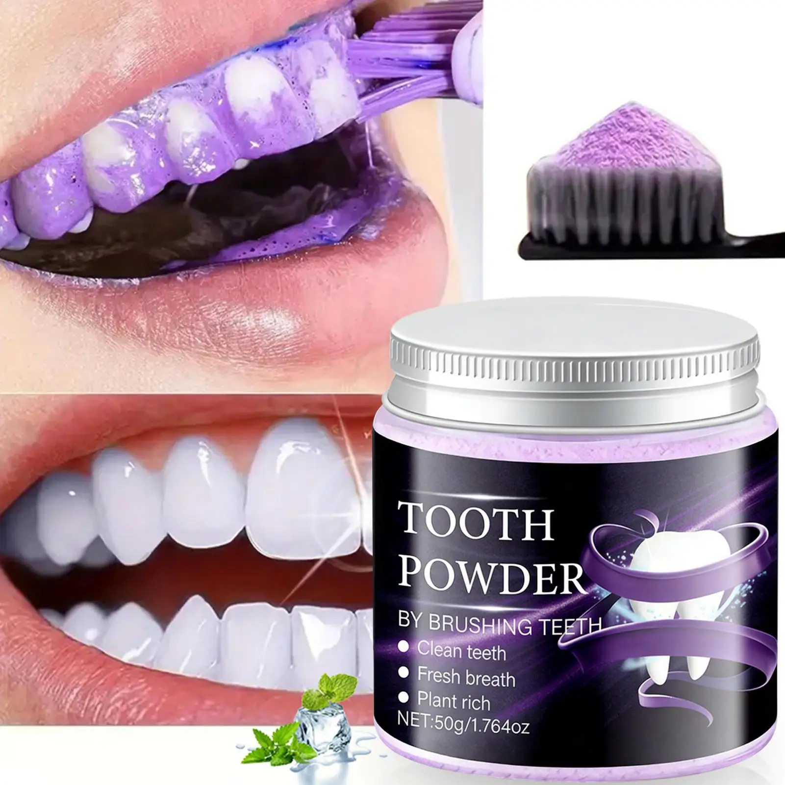 Purple Teeth Cleaning Powder Gentle Natural Gum Care Mouth Hygiene Products Sensitive Teeth Powder for Coffee Tea Yellowing