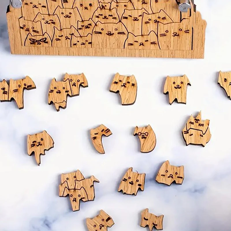 100 Cats Puzzle Unique Wooden Animal Shaped Jigsaws Challenging Family Activity For Adults And Kids Difficult Puzzle Toy Gift