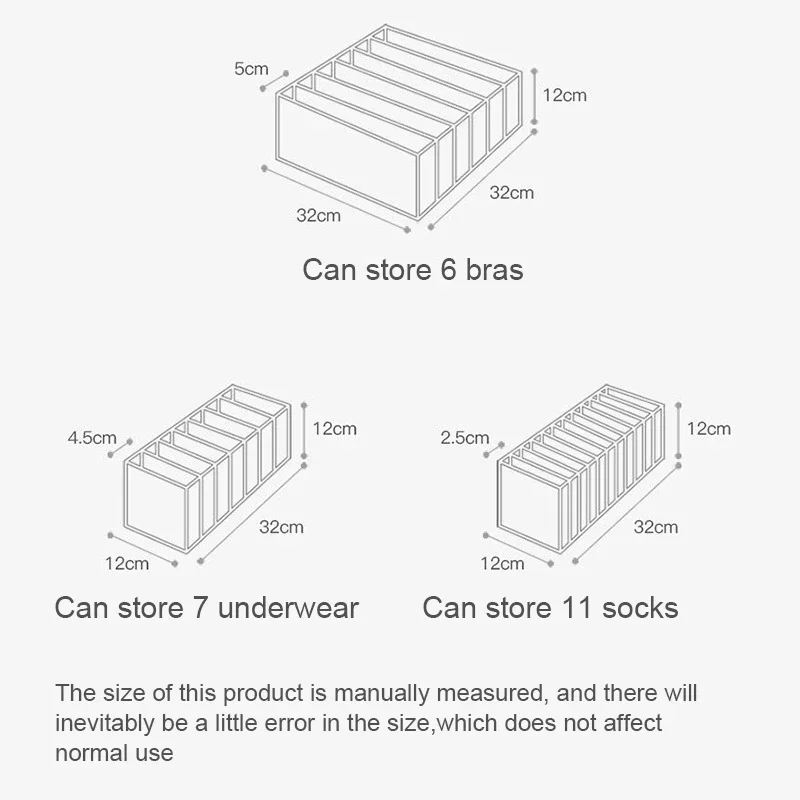 Underwear Storage Box Fabric Drawer Divider Organizer Wardrobe Storage Box Underwear Finishing Box Bra Socks Storage Organizer