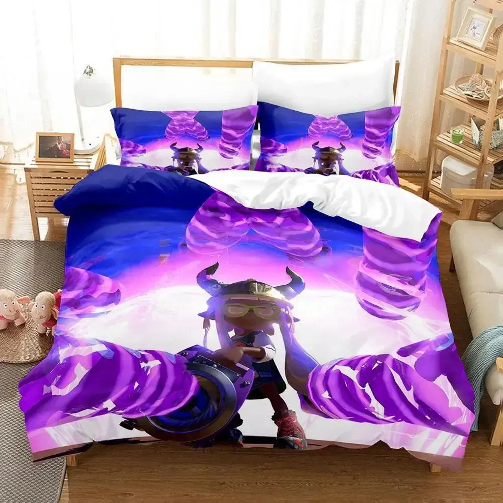 

Kawaii Game Splatoon 3, комплект постельного белья Single Twin Full Queen King Size, комплект постельного белья для взрослых и детей, комплекты пододеяльников для спальни, комплект простыней