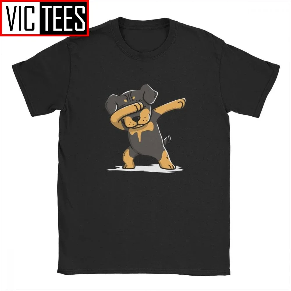 Men T-Shirt Dabbing Rottweiler Funny Novelty 100 Percent Cotton Rottie Dog Dance Dabbin Dab T Shirt New Oversized