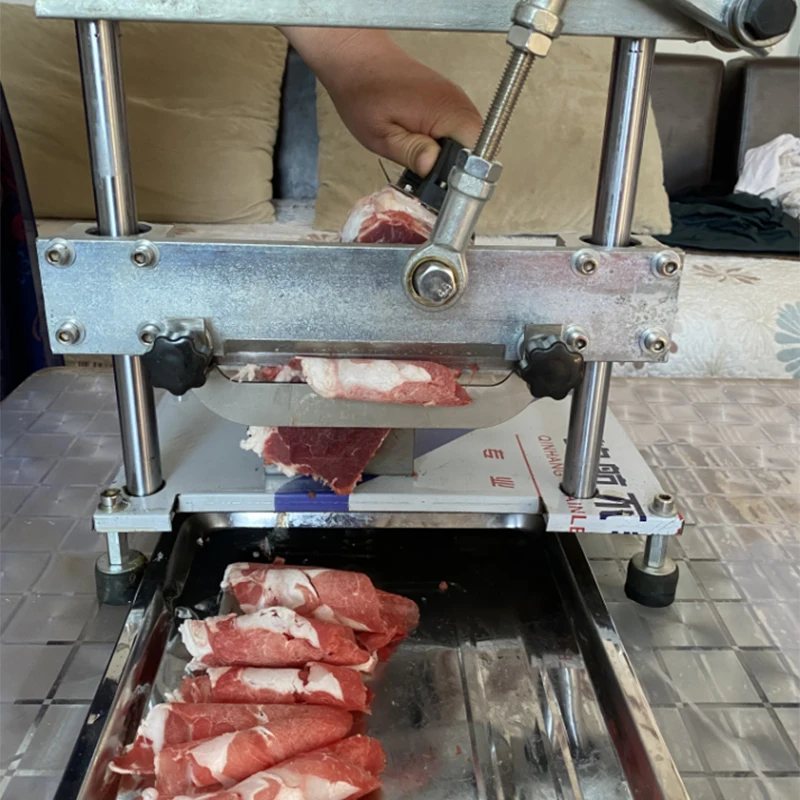 Cortadora de cordero Manual, cortador de carne de palanca de acero inoxidable para el hogar, carne congelada, carne de vaca grasa, cepilladora de carne Manual comercial