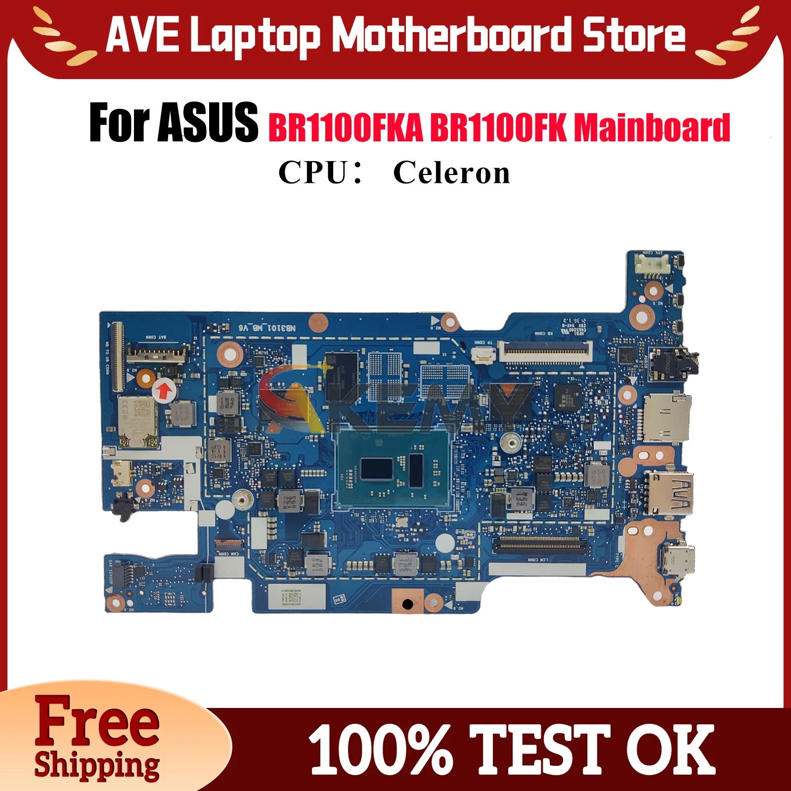 

BR1100FKA Laptop Motherboard For ASUS ExpertBook BR1100FKA BR1100F Notebook Mainboard With Celeron CPU 100% tests OK fast ship