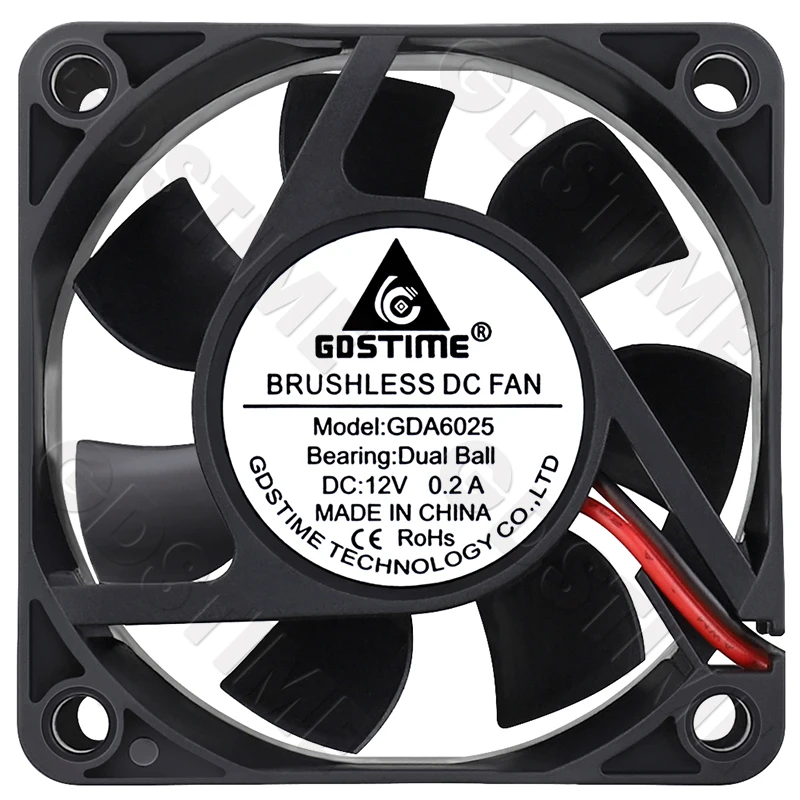 Gdstime 60MM 6025 Fan DC 24V 12V Mini Chassis CPU Cooler 2PIN 60x60x25mm Cooling Fan Ball Bearing 3D Printer Brushless Cooler