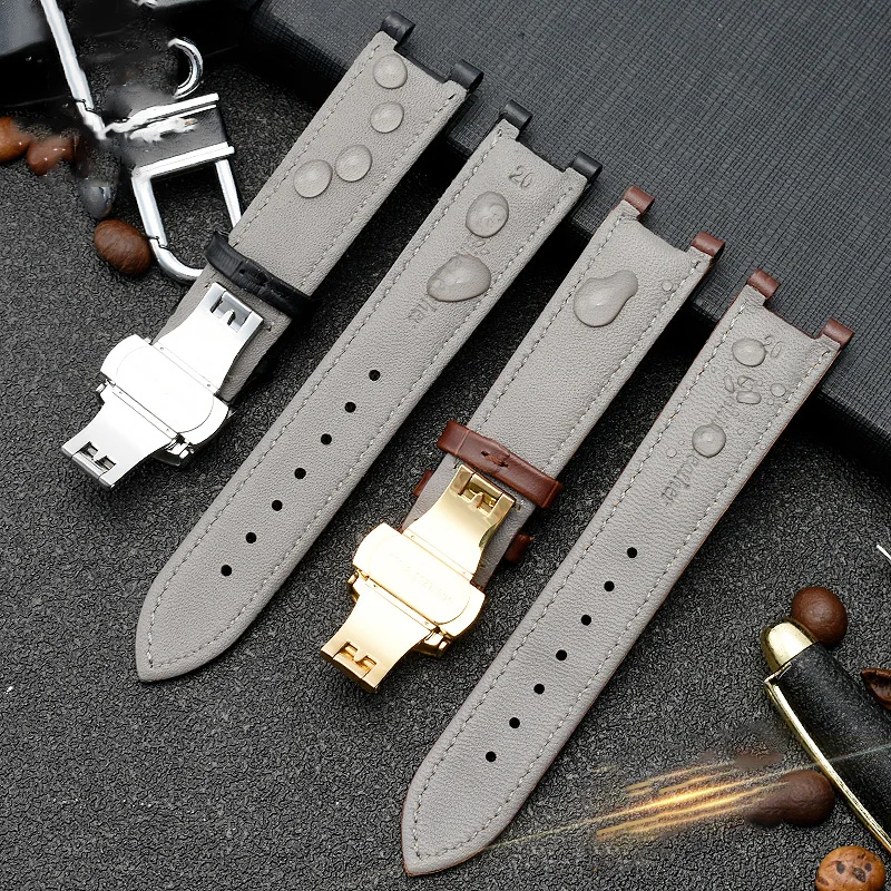 Cowhide watch strap for GC Guess Cartier PASHAW3108/HPI004 Butterfly Buckle notch watchband bracelet gift tool 22*13mm 20*11mm