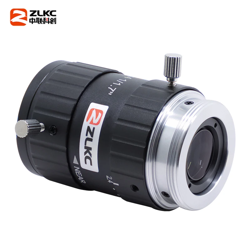 ZLKC FA عدسة ماكرو عالية الدقة ، أجزاء الدوائر التلفزيونية المغلقة للكاميرا جبل C ، آلة الرؤية المنخفضة ، F2.4 ، 16 مللي متر ، 12MP ، 1.7"