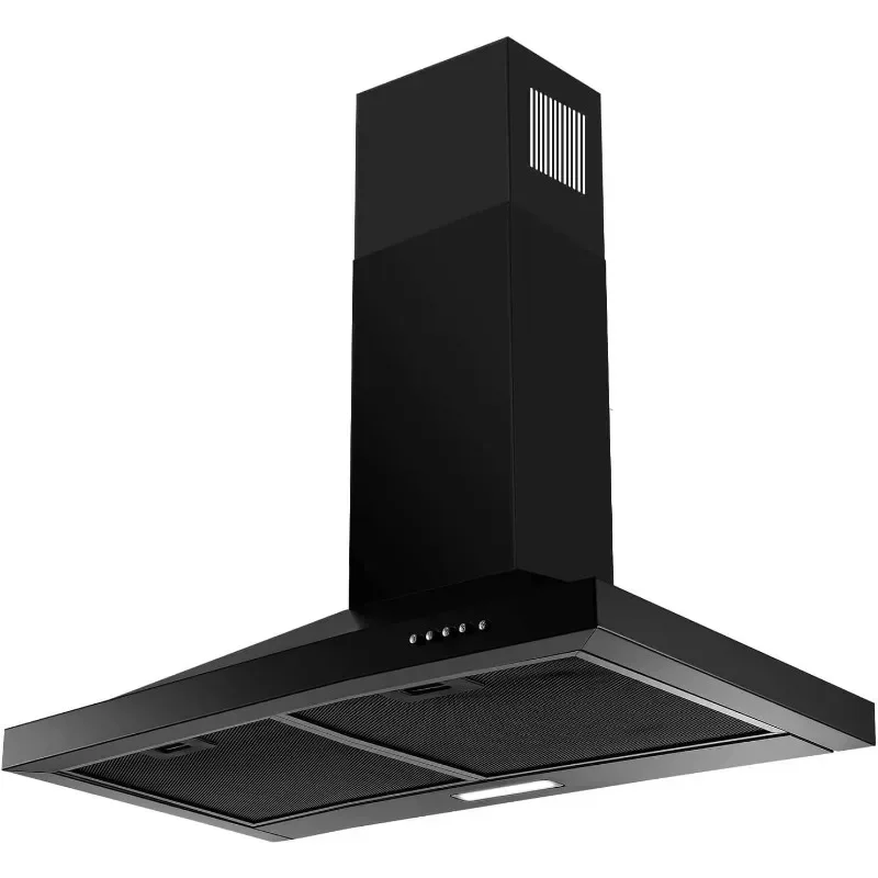 SNDOAS 24 inch Range Hood Black Range Hood, Ductless Range Hood with Energy Saving LED Light,Wall Mount Kitchen Hood