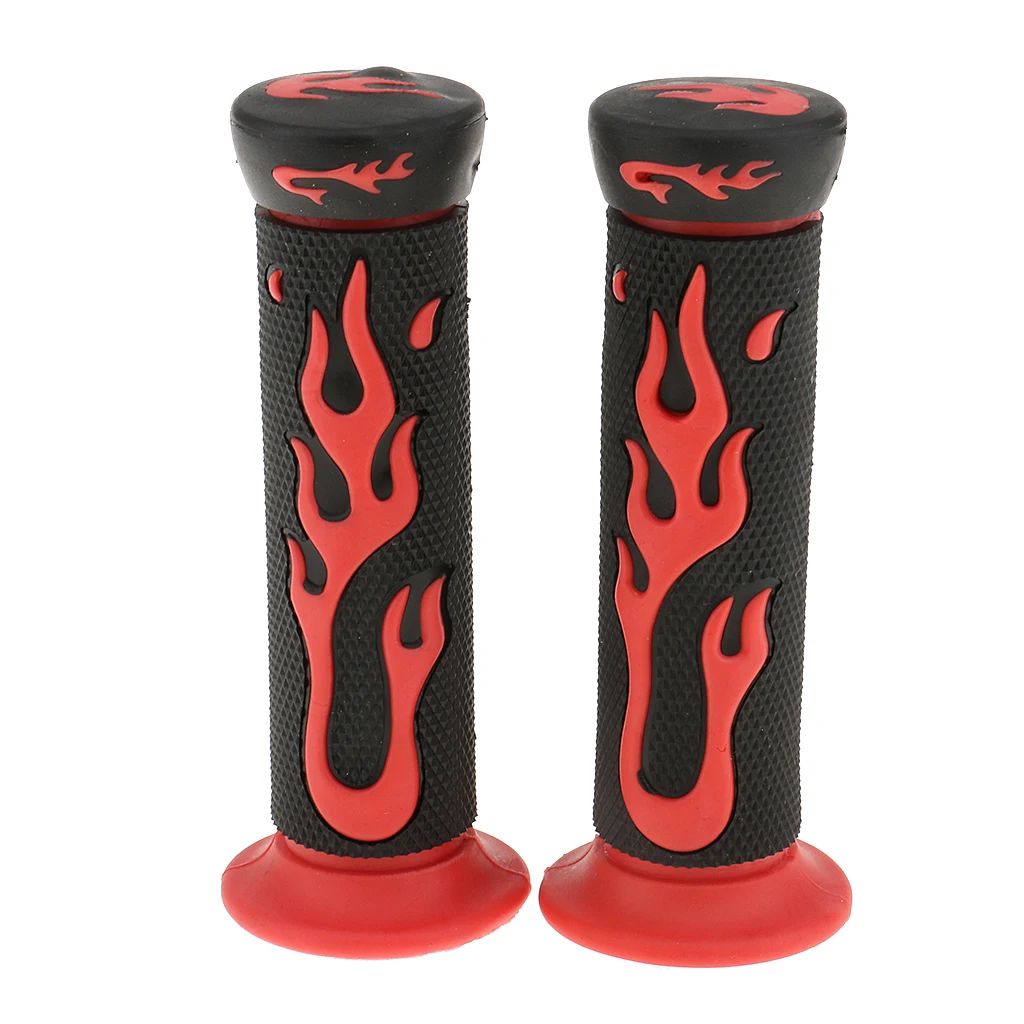 Rubber Flame Pattern Handlebar Grips 22mm Motorcycle Handlebars for Scooter Moped and Motorbike Spare Parts