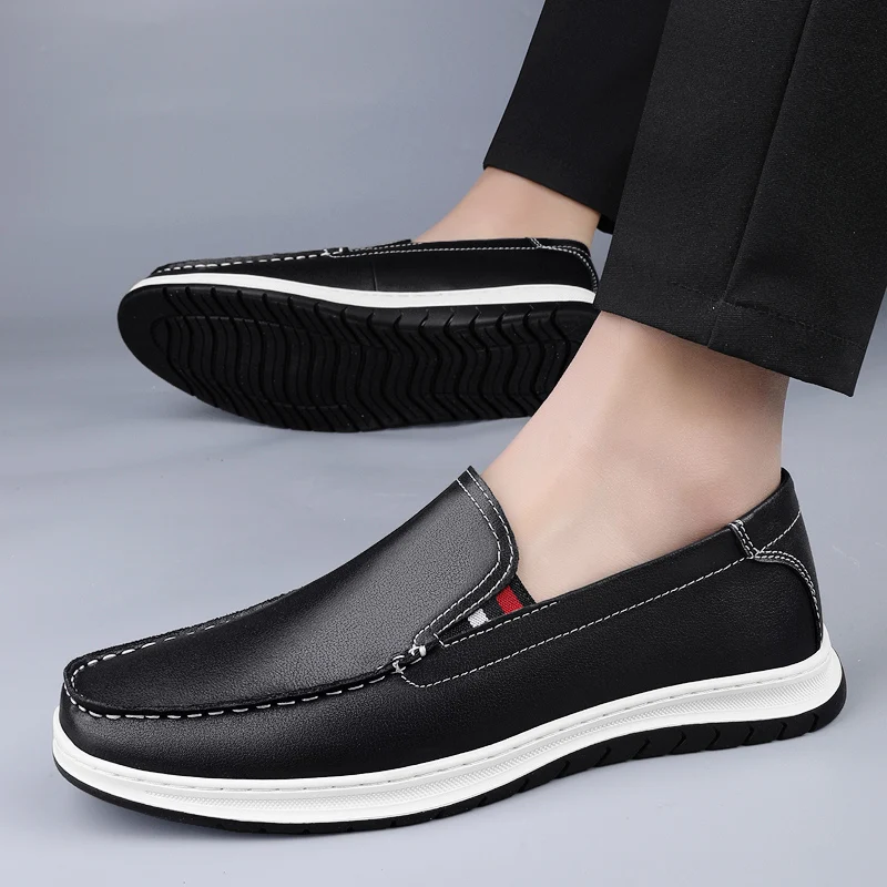 

Brand Men Business Party Leather Shoes Soft Sole Comfortable Flats Walking Loafers Shoes Outdoor Slip-on Anti Slip Driving Shoes