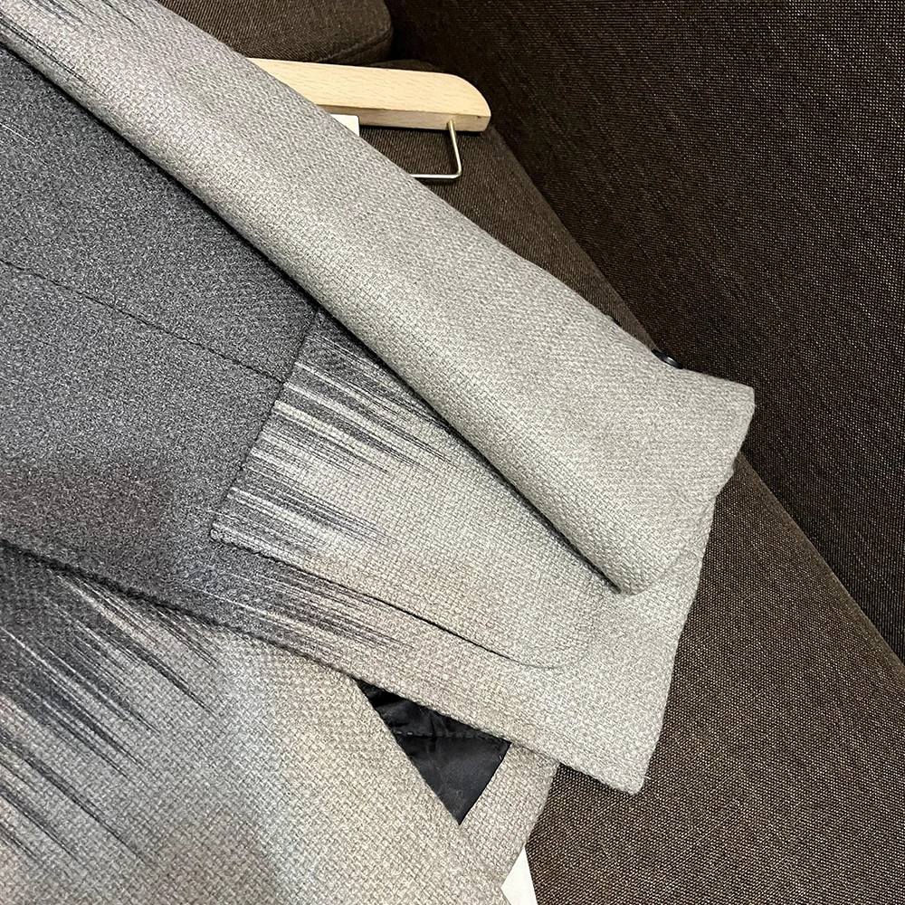 TWOTWINSTYLE فضفاض ضرب اللون سترات رجالي للنساء التلبيب كم طويل تقسم زر مزاجه الحلل الإناث جديد KJA507668