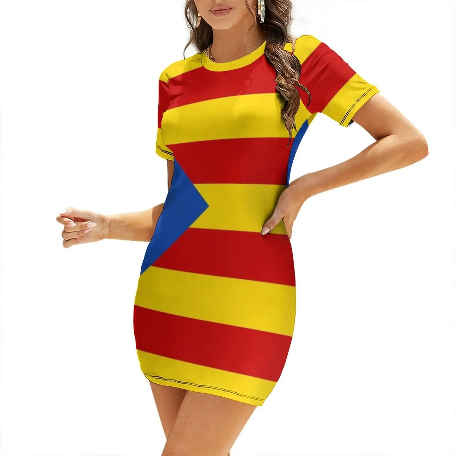 

Estelada Blava Short-Sleeved Dress chic and elegant woman dress beach outfits for women Summer dresses for women