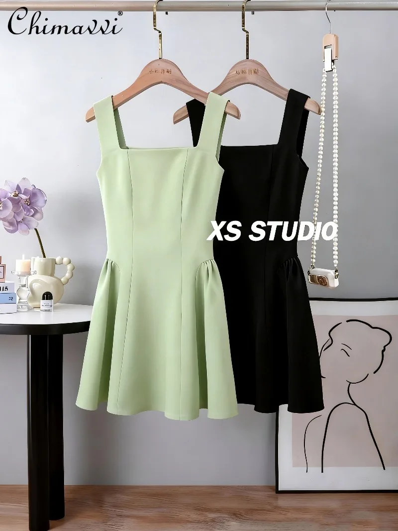 

Fashion Vintage Camisole Dress for Women Spring Summer 2026 New High-end French Chic High-waisted A-line Mini Gown Dress