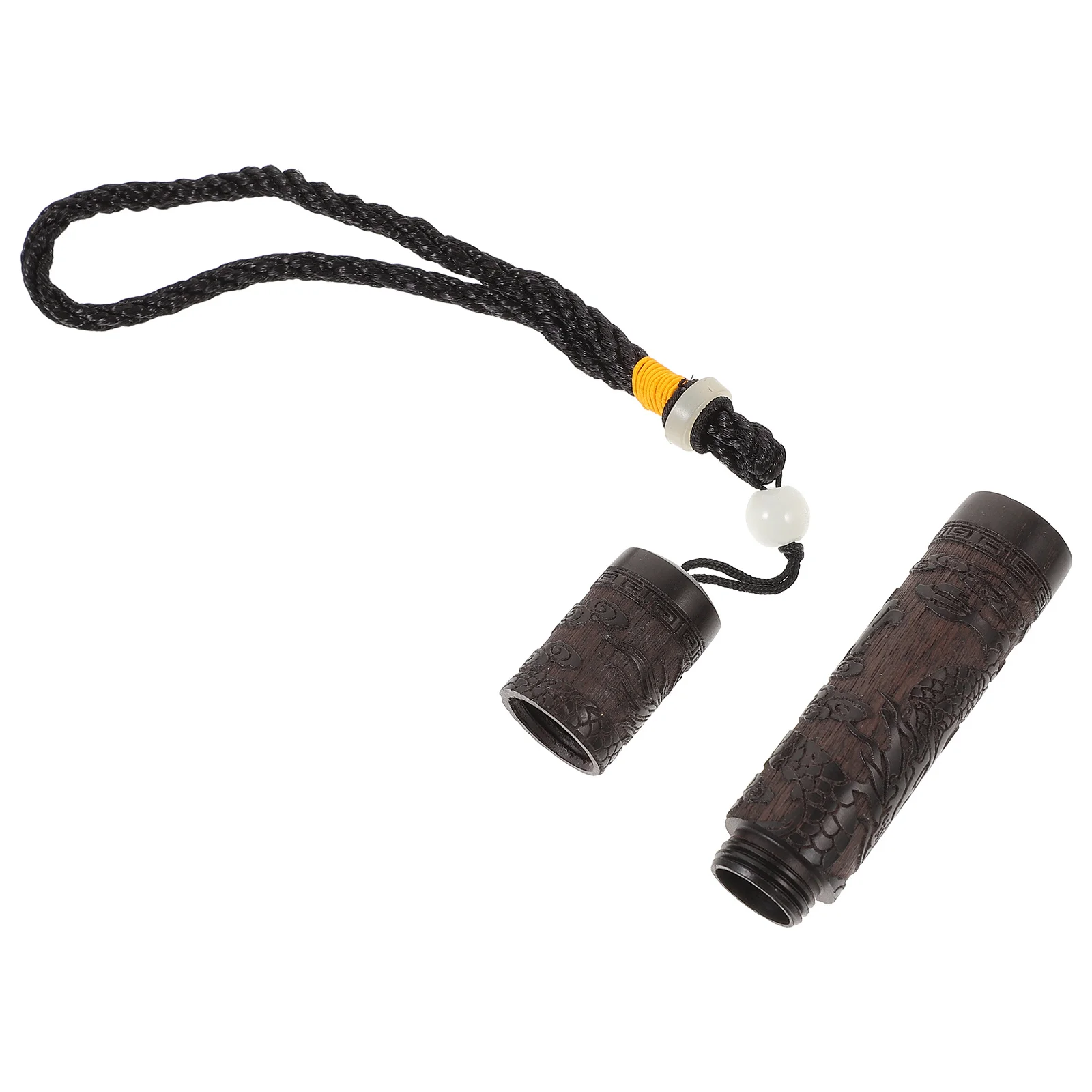 

1pc Wooden Toothpick Box Natural Hand-Carved Dragon Design Large Capacity Portable Travel Holder For Home Kitchen