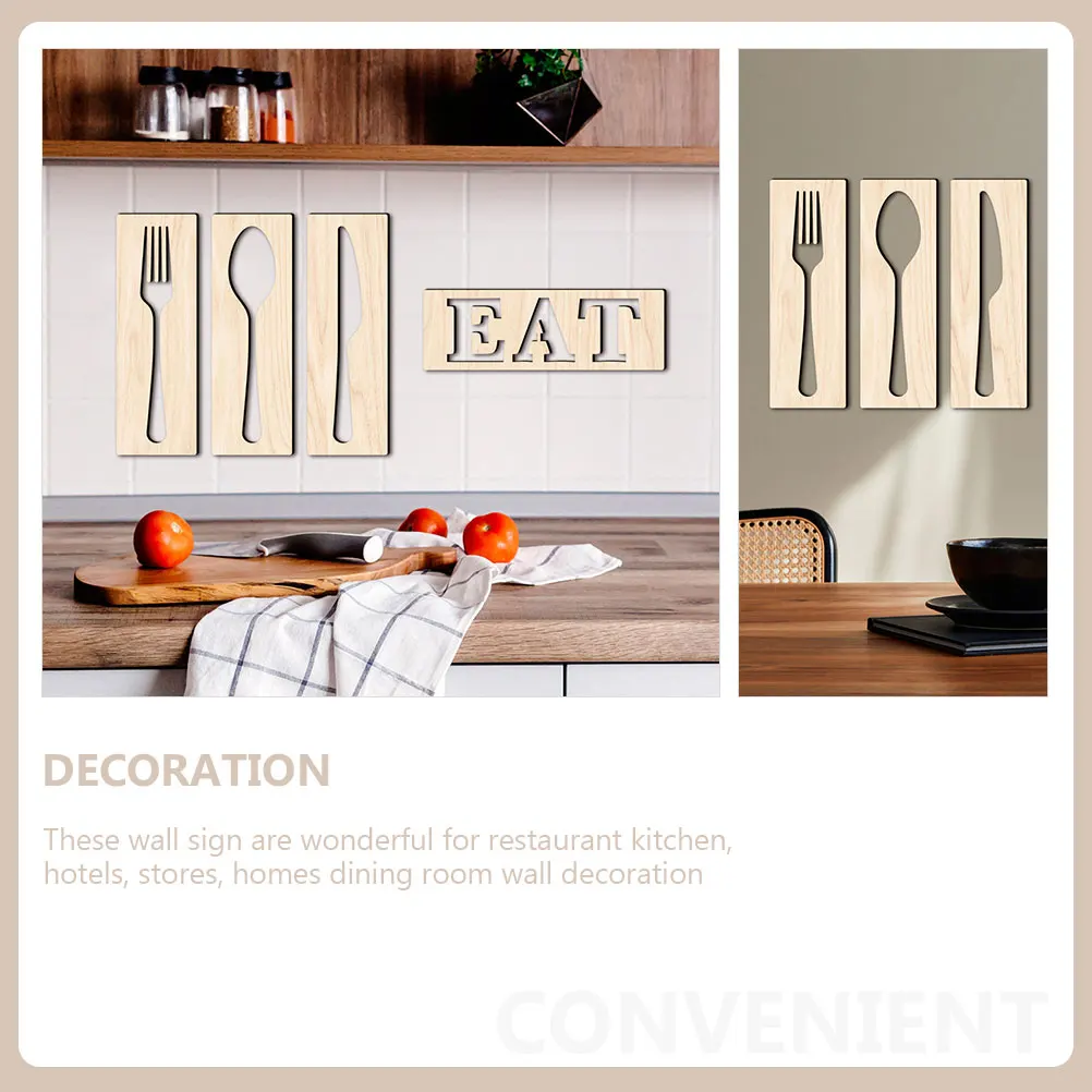 

Wooden Fork Spoon Knife Sign Kitchen Farmhouse Wall Dining Room Signs Eat Rustic Home nament Vintage Style Kitchen Wall Decor