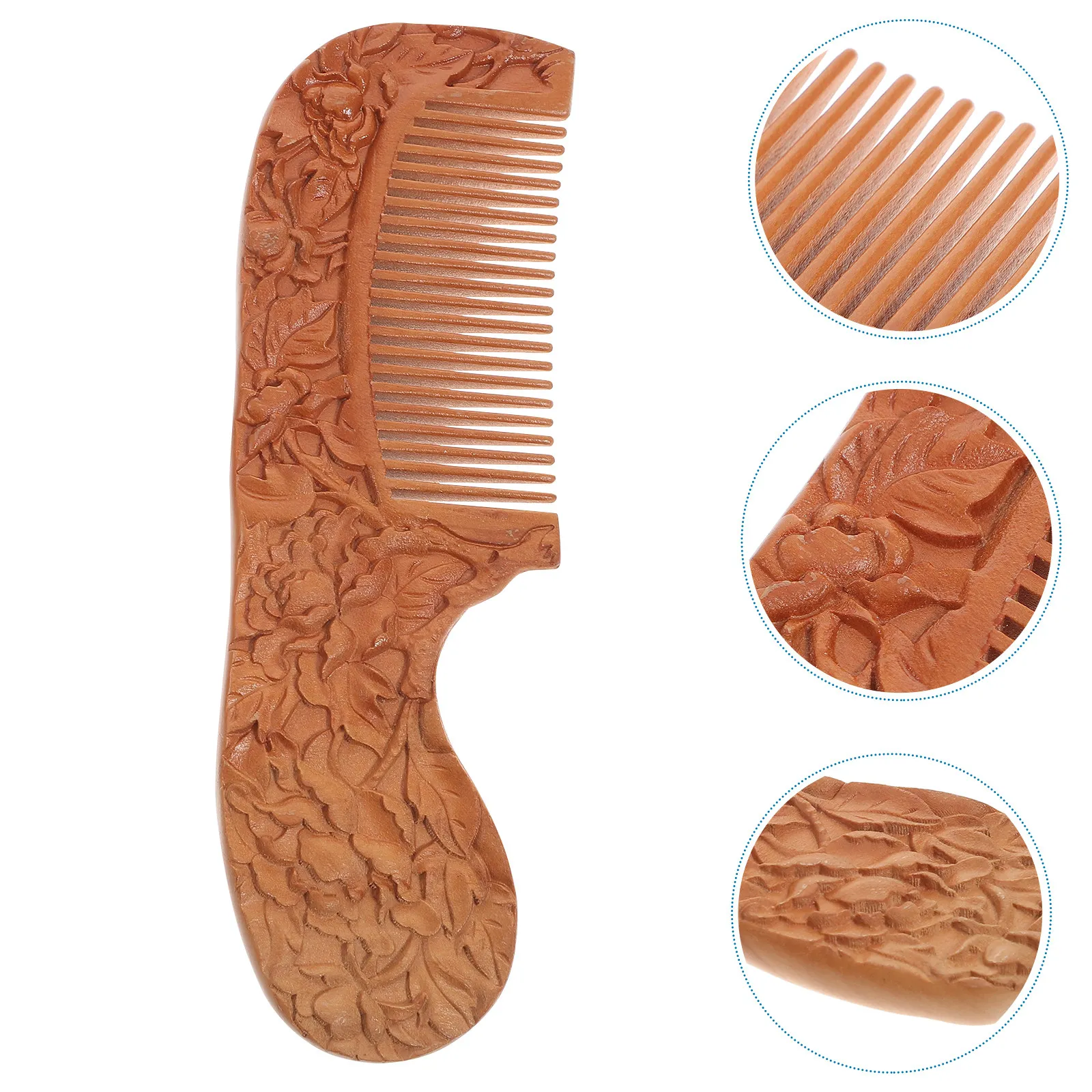 Handcrafted Peach Wood Comb Anti Static Gentle on Scalp Smooth Teeth Massage Stimulates Circulation Lightweight