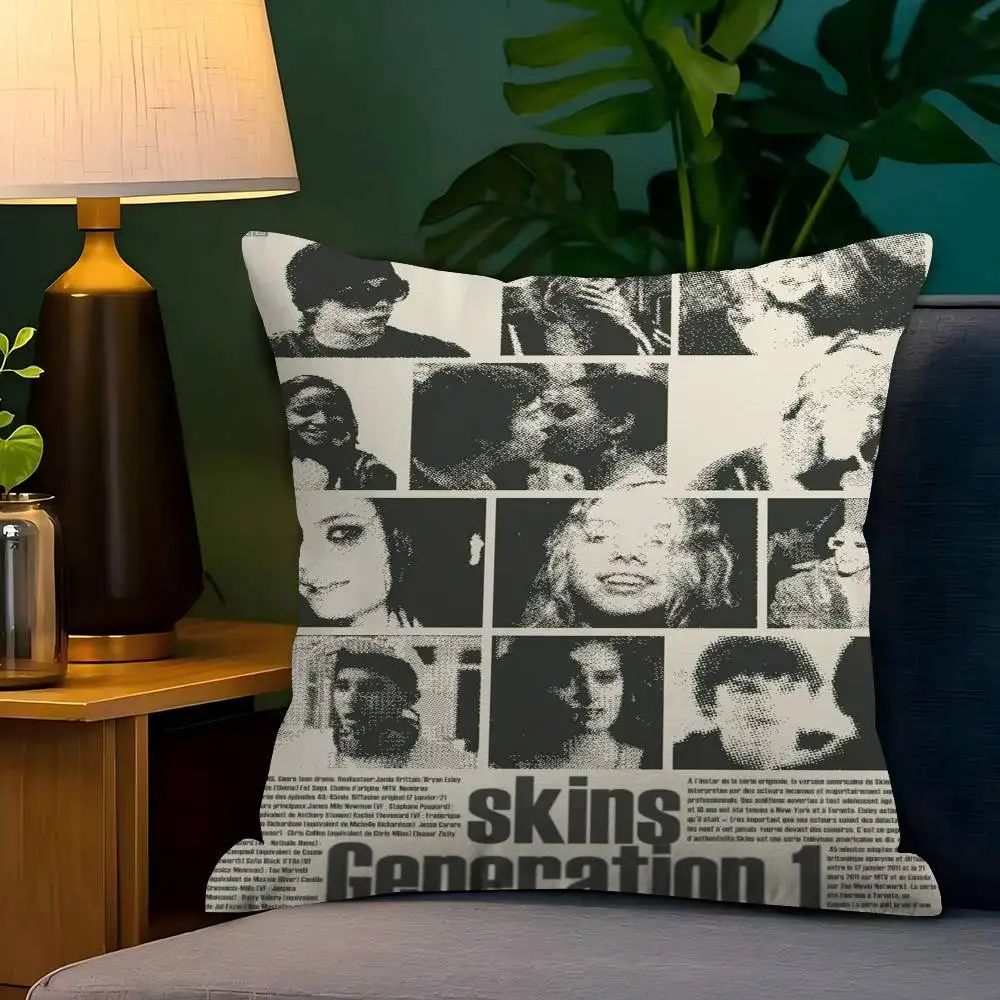 

Teen TV Series Skins Generation Pillow Covers Cartoon Sofa Decorative Home Double-sided Printing Short Plush Cute Cushion Cover