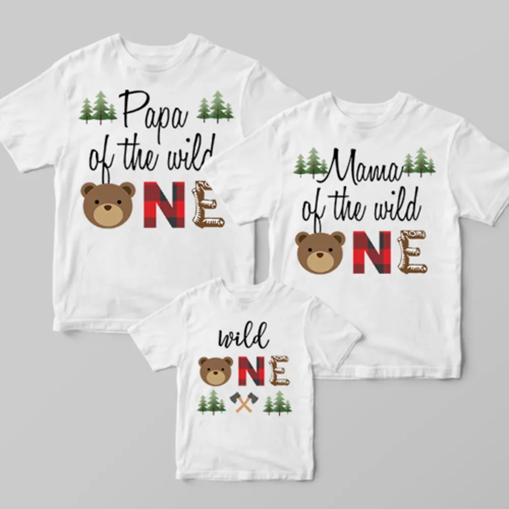 Conjunto de camisetas de cumpleaños para mamá, papá y niños, trajes a juego para la familia Wilderness Bear