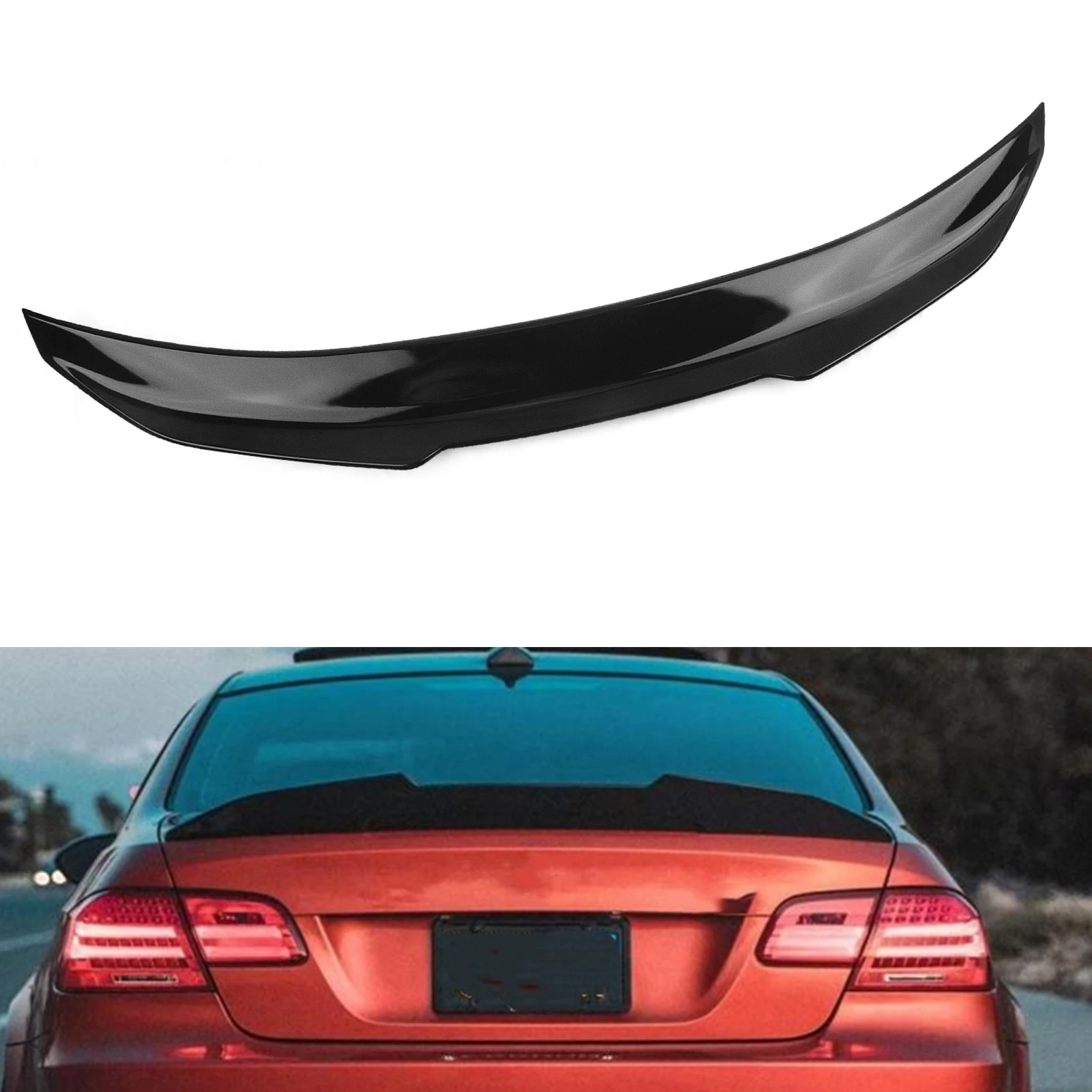 

For BMW 3 Series E92 330i & E92 M3 Coupe 2 Door 2006-2012 Carbon Fiber Look/Gloss Black PSM Style Rear Trunk Spoiler Wing Lip