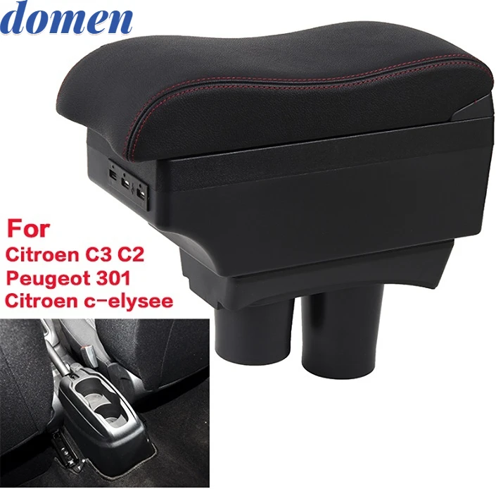 

For Citroen C3 armrest box For Citroen C2 car armrest box C3/C2 Armrest interior modification USB multi-function Car Accessories