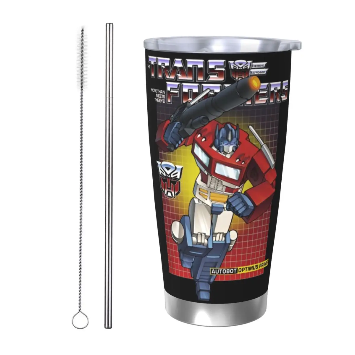 OPTIMUS PRIME Autobot Insulated Tumbler with Straws Transformerss Vacuum Coffee Mugs Office Home Car Bottle Cup, 20oz