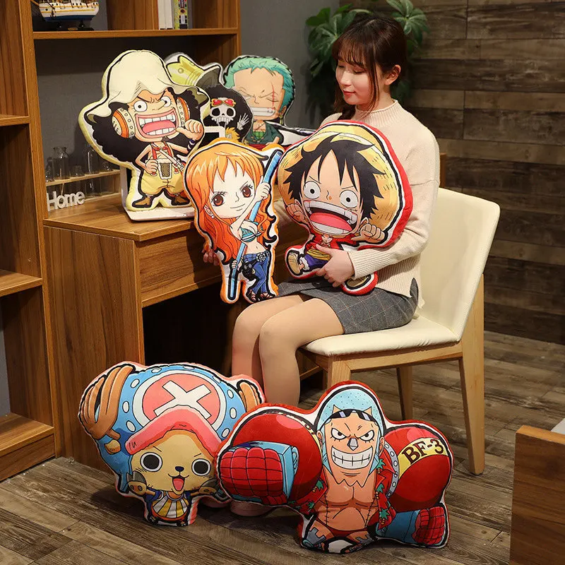 28-50cm One Piece Plush Toys Roronoa Zoro Luffy Chopper Nami Cute Cartoon Anime 3 Dimensional Pillow Doll Stuffed Children Gift