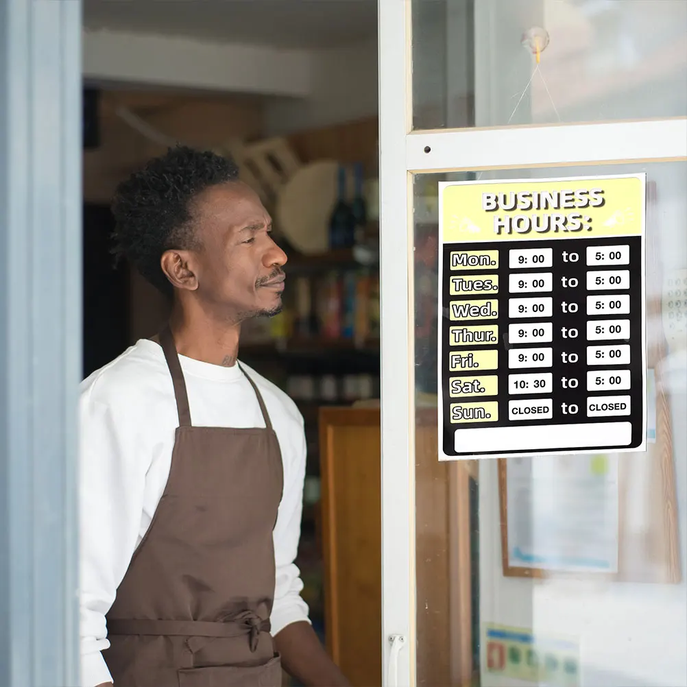 

1 set DIY PVC Business Erasable Time Board Store Window Open Closed Display Reusable Hanging for Shops Restaurants Glass Doors