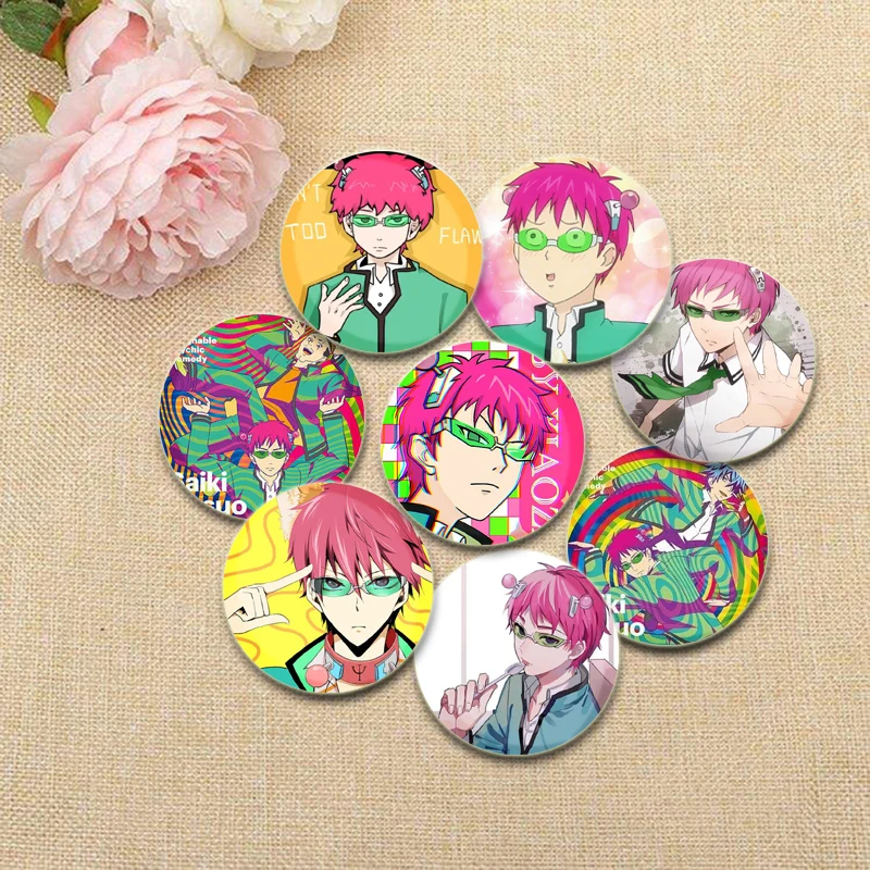 Saiki K HD Print Anime Brooches Saiki Kusuo Teruhashi Kokomi Cartoon Badge Handmade Pins for Backpack Clothes Gift Accessory