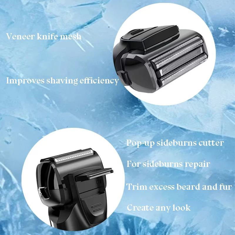 New Men's Electric Shaver 6900-7500RPM High Power Smart Three-Speed Digital Display Men's Thick Hard Beard Shaver