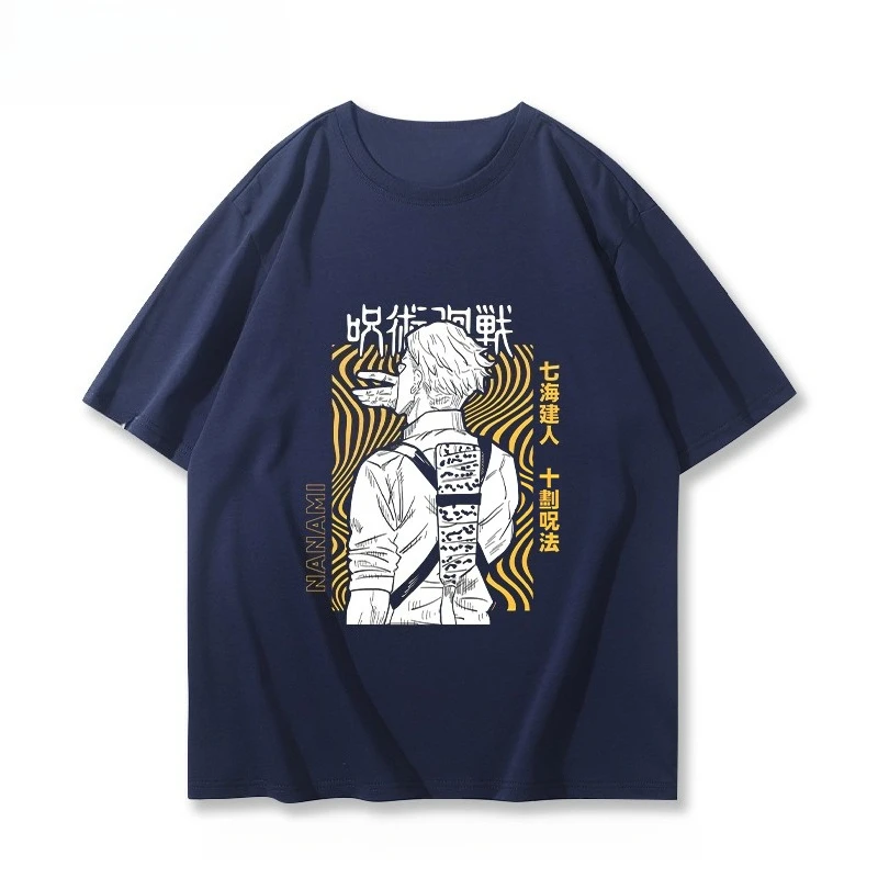 الإملائي مرة أخرى للرجال الحرب الصيف تي شيرتات قصيرة الاكمام الرجال Wujo Wushu الرسوم المتحركة اليابانية الثانية الأبعاد يوان نصف كم