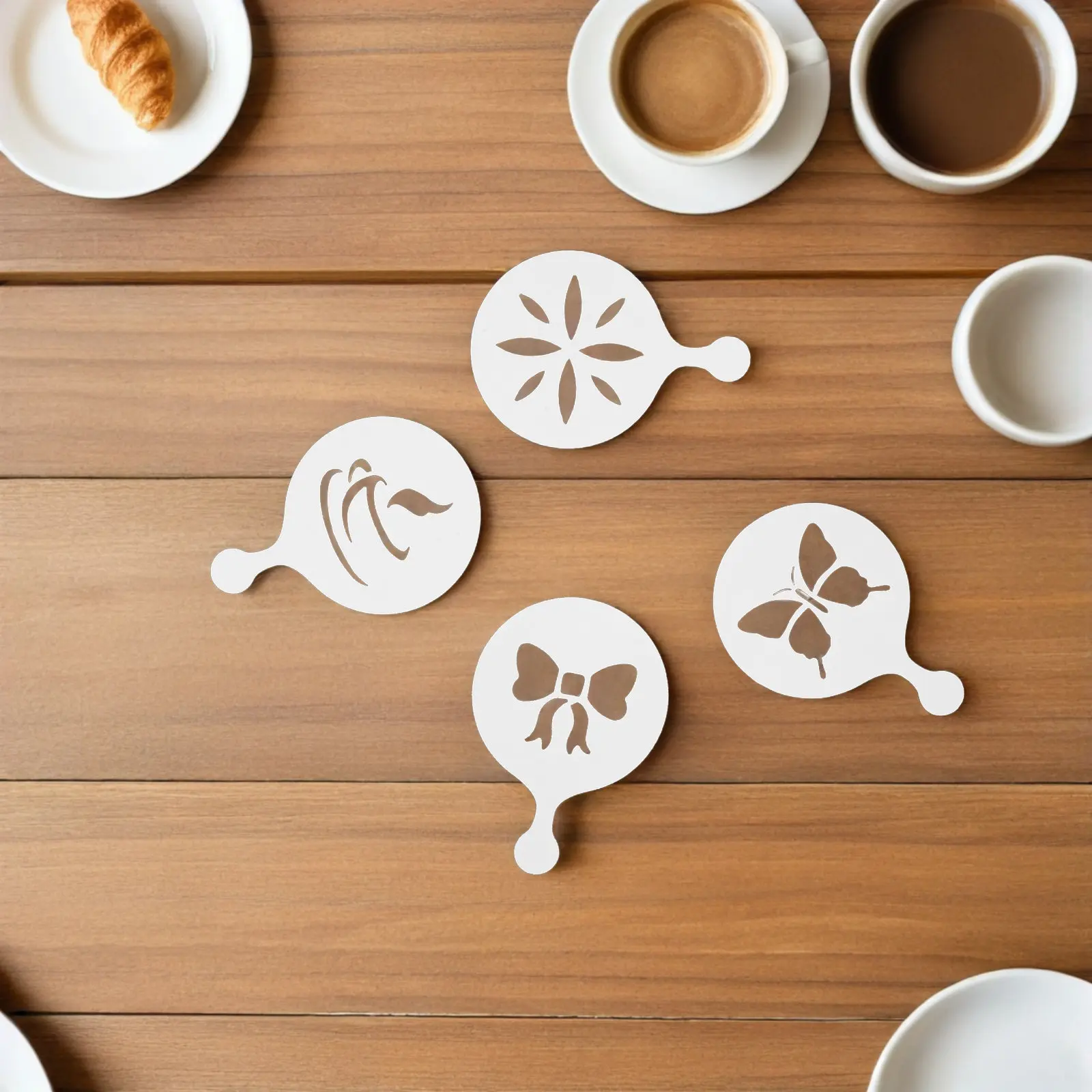 Coffee Stencil Art - 8 Plantillas Reutilizables de Plástico para