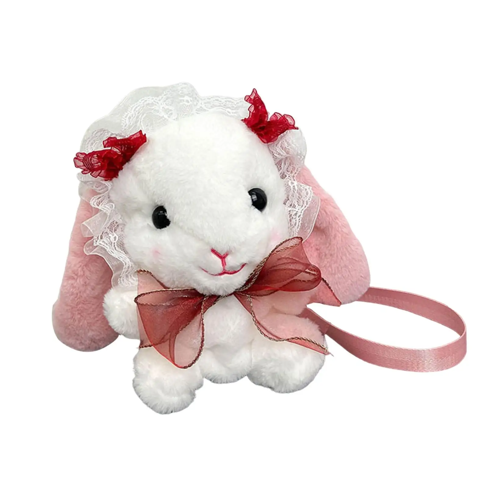 Cartoon Plush Rabbit Shoulder Bag with Adjustable Strap, Lovely Animal Purse, BunnyCellphone Bag for Women Girls Kids Gift