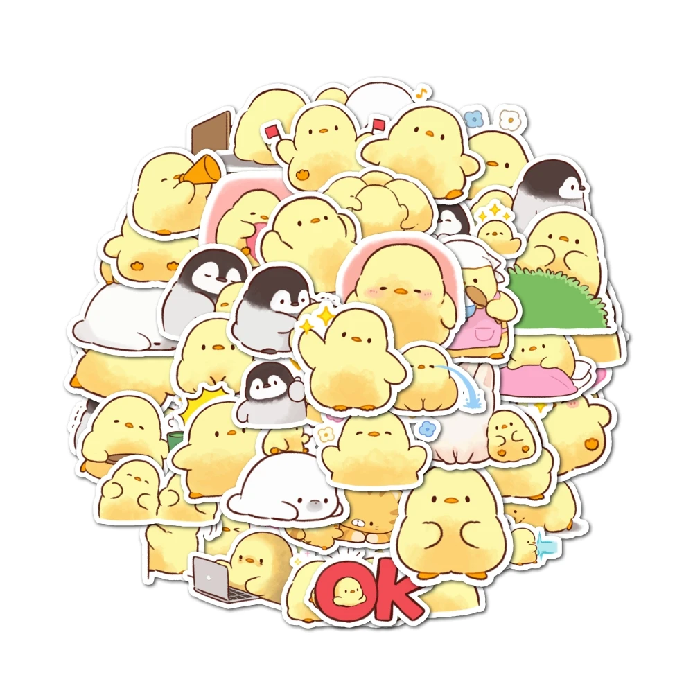 48pcs Self-Pasting, Little Yellow Duck Stickers Can Be Used For Party Wall Tabletop And Other Decorations, Party Small Stickers