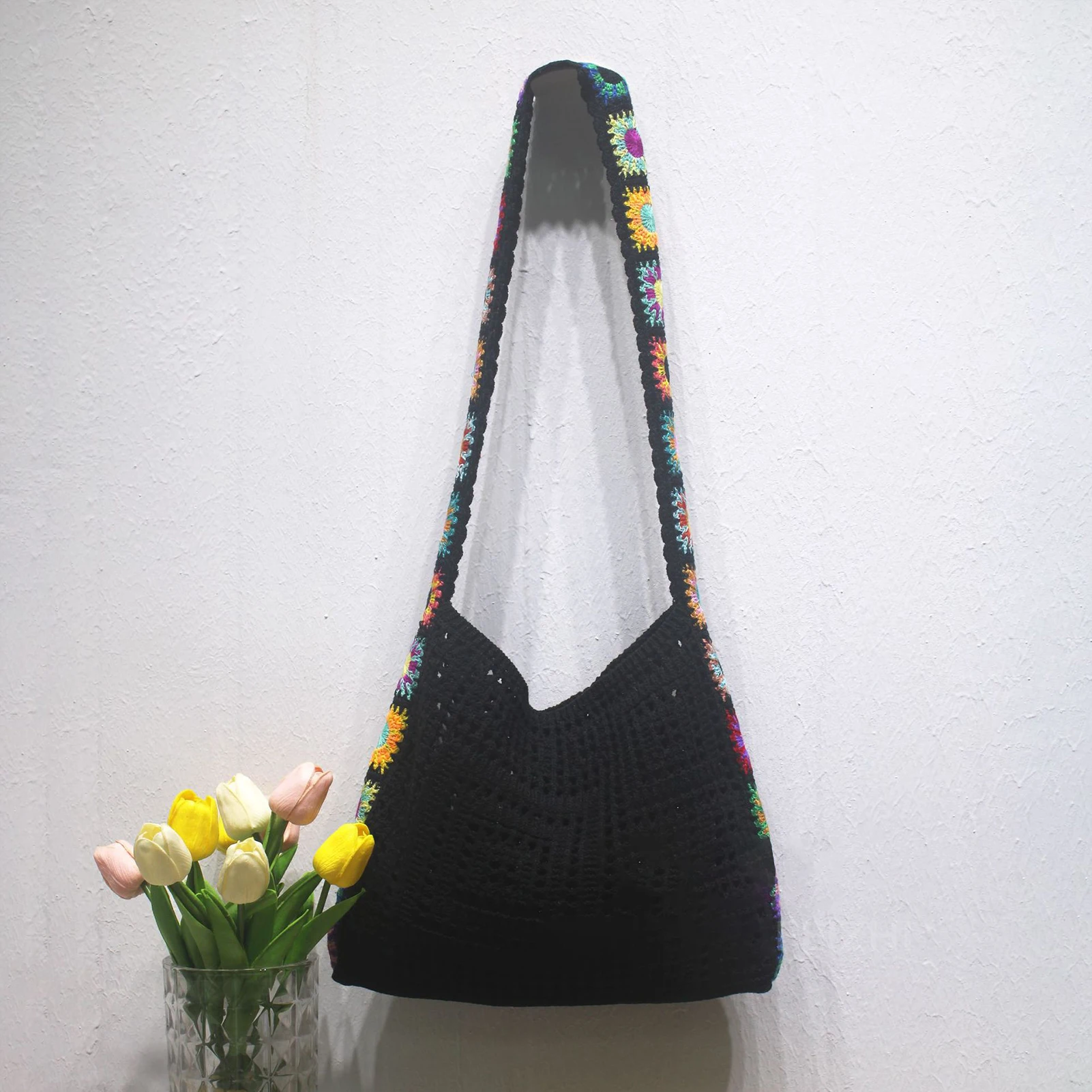 Bolso de mano de playa de malla de ganchillo, bolsos de hombro estéticos, bolso cruzado Simple, regalos de primavera y verano para niñas y mujeres